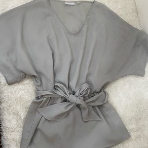 Gray blouse with straps